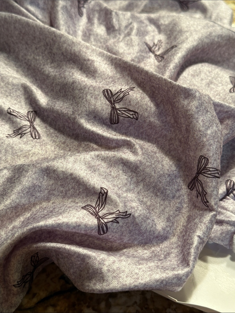 Heather Grey Bow-Print Cami & Ruffle Short Sleep Set New Boutique - Picture 5 of 5